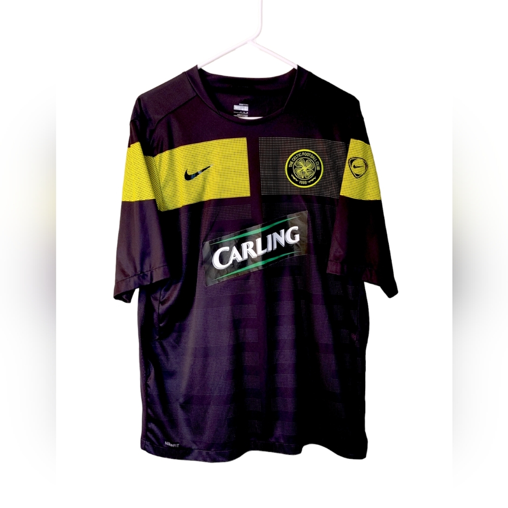 Nike Celtic FC Training Football Soccer Jersey Mens Large Black Carling Logo